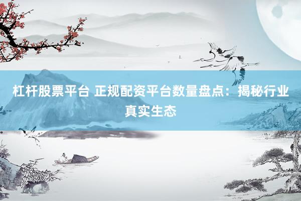杠杆股票平台 正规配资平台数量盘点：揭秘行业真实生态