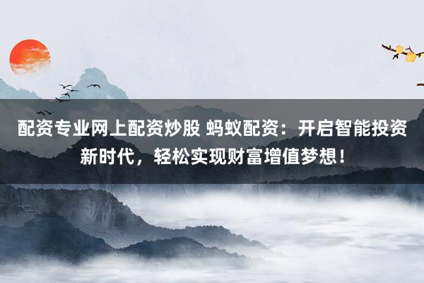 配资专业网上配资炒股 蚂蚁配资：开启智能投资新时代，轻松实现财富增值梦想！