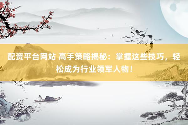 配资平台网站 高手策略揭秘：掌握这些技巧，轻松成为行业领军人物！