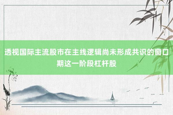 透视国际主流股市在主线逻辑尚未形成共识的窗口期这一阶段杠杆股