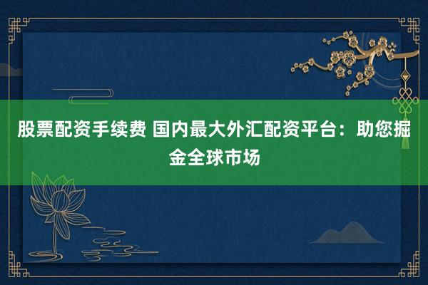 股票配资手续费 国内最大外汇配资平台:助您掘金全球市场