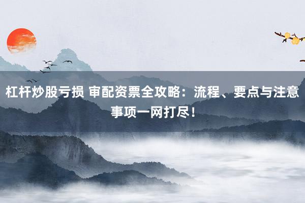 杠杆炒股亏损 审配资票全攻略：流程、要点与注意事项一网打尽！
