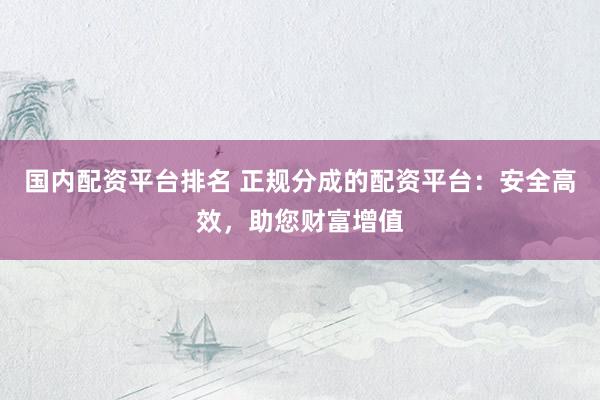 国内配资平台排名 正规分成的配资平台：安全高效，助您财富增值