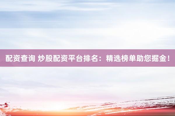 配资查询 炒股配资平台排名：精选榜单助您掘金！