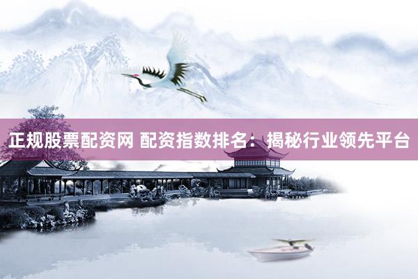 正规股票配资网 配资指数排名：揭秘行业领先平台