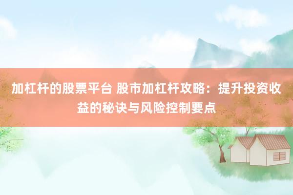 加杠杆的股票平台 股市加杠杆攻略：提升投资收益的秘诀与风险控制要点