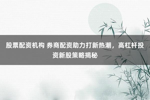 股票配资机构 券商配资助力打新热潮，高杠杆投资新股策略揭秘