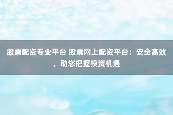 股票配资专业平台 股票网上配资平台：安全高效，助您把握投资机遇